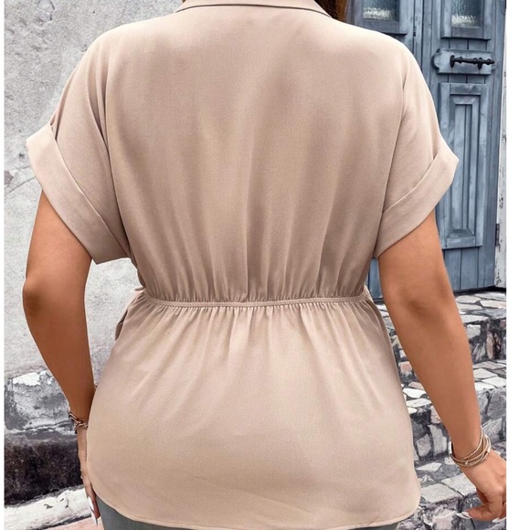 Plus Surplice Cuff Sleeve Side Knot Blouse - Picture 5 of 9